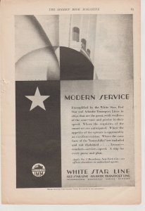 White Star Line 1928 Ad, Modern Service, Red Star Line, Atlantic Transportation