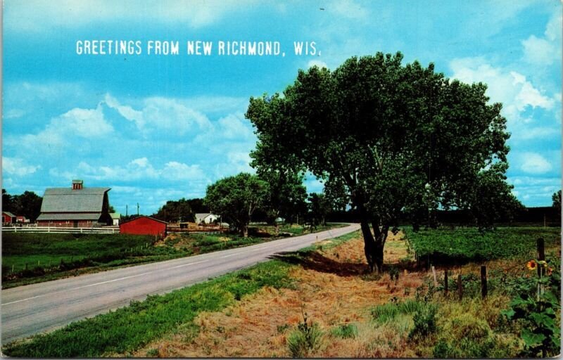 Greetings From New Richmond Wisconsin WI Postcard Cancel PM WOB Note Dexter VTG