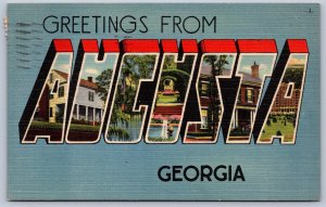 K23/ Augusta Georgia Postcard Linen Greetings from Large Letter 94