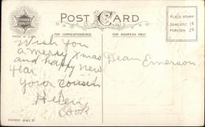 Christmas - Little Boy in Blue Coat & Hat 541D c1910 Postcard