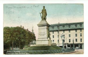 ME - Portland. Soldiers' Monument   RPO- Skowhegan & Boston Railroad