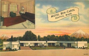 1940s Motel Ben Carol roadside Seattle Washington Postcard Teich 9300