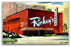 Rickey's Steakhouse Restaurant San Francisco CA UNP Chrome Postcard U16