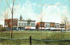 c1910 Postcard; Red Oak IA Street Scene West Side of Square, Montgomery County