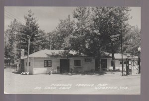 Webster WISCONSIN RPPC c1950 GENERAL STORE Trading Post GAS STATION nr Siren KB