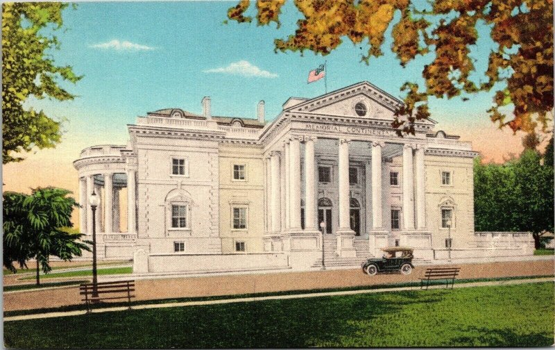 Memorial Continental Hall Washington DC Old Car Postcard VTG UNP Vintage Unused 