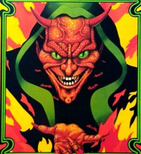 Devils Dare Pinball Flyer Original 1982 Satan Green Eyed Devil Artwork 8.5 x 11