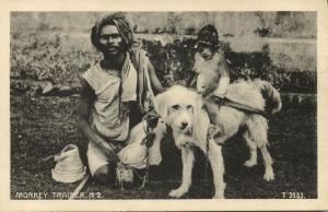 india, Native Juggler Juggling, Monkey Trainer (1920s) Postcard