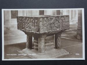 Hampshire: Winchester Cathedral THE FONT Old RP Postcard by Photochrom Co Ltd