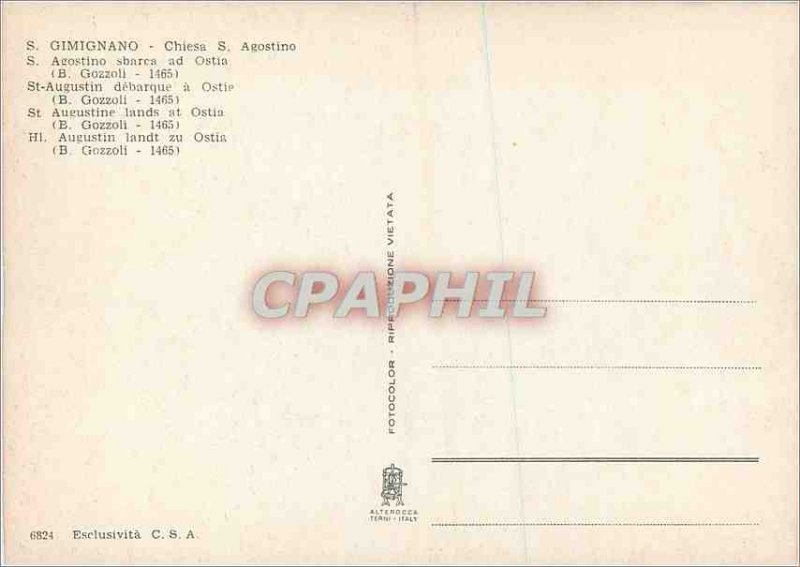 Postcard Modern Gimignano St Augustine landed at Ostia