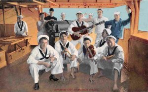 Musicians on US Navy Warship Ship Military 1910s postcard