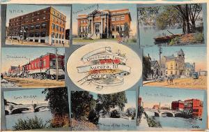Aurora IL YMCA-Library-Streets (Restaurant) Bridges~Dam~Fox River~Multiview 1913 