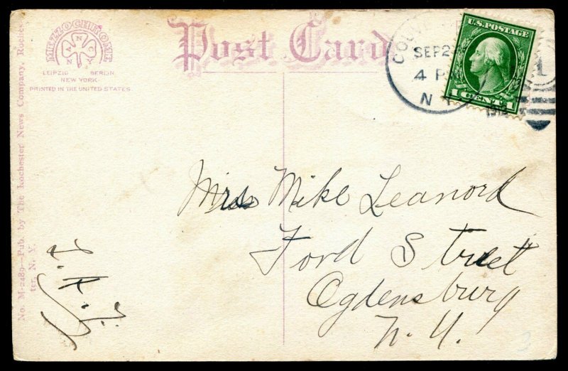 h4113 - GOUVERNEUR NY Postcard 1913 Clinton Street. Freeman Block Stores