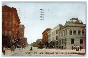 1909 Fourth St. Looking East From Pierce Trolley Sioux City Iowa IA Postcard