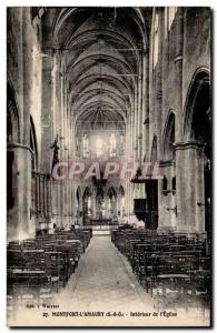 Old Postcard Montfort L & # 39Amaury Interior of & # 39eglise