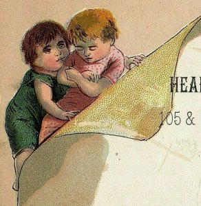 Heard Biber & Easton 2 Children Hugging Victorian Calling Card Pittsburgh PA 