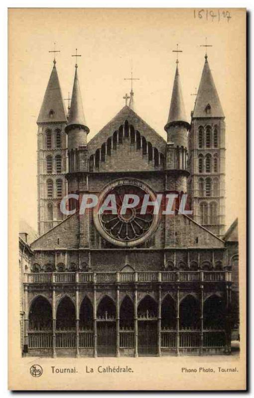 Old Postcard Belgium Tournai The Cathedral