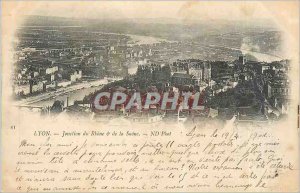 Postcard Old Lyon Junction Rhone and Saone (map 1900)