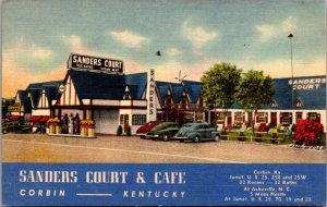 Linen Postcard Sanders Court & Cafe, Gas Station in Corbin, Kentucky