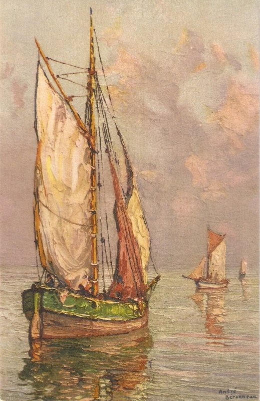 lFishing boats   Nice vintqage Swiss PC. Artist signed