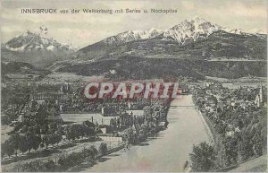 Old Postcard Innsbruck von der mit Serles Weiherburg Nockspitze