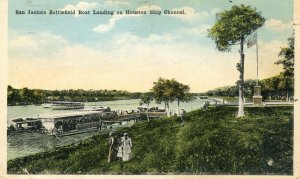 Postcard Early View of San Jacinto Battlefield and ilanding on Houston Ship. TX.