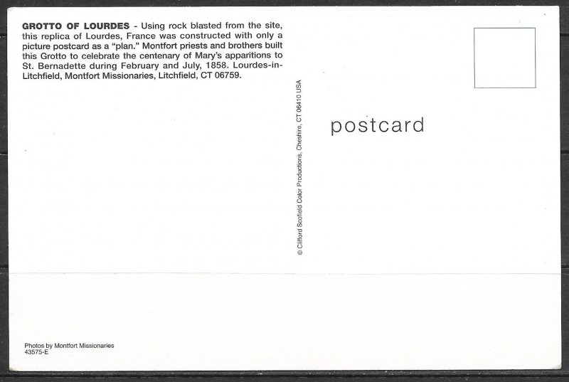 Connecticut, Litchfield - Grotto Of Lourdes - [CT-057X]