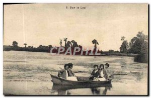 Old Postcard On The Lake Boat Children
