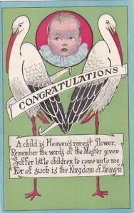 Birth Congratulations Two Storks With Baby