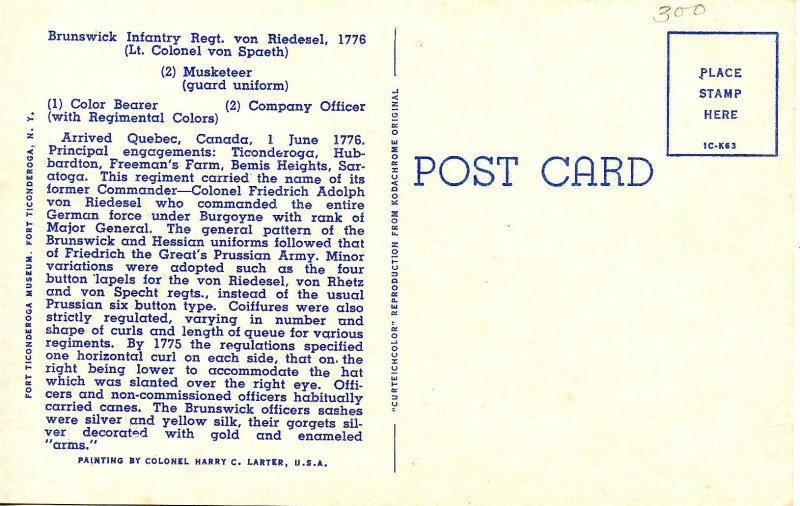 Brunswick Infantry Regiment, 1776