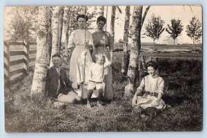 Woodland Wisconsin WI Postcard RPPC Photo Family Little Boy Swing 1912 Antique