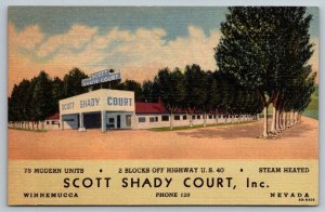 Scott Shady Court Motel Hotel  Winnemucca  Nevada     Postcard