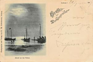 NORDSEESTRANDE-ABEND an der BUHNE-BORKUM LOWER SAXONY GERMANY 1897 Psmk POSTCARD