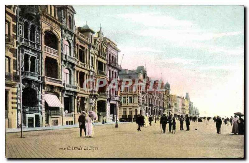 Old Postcard Ostend dike