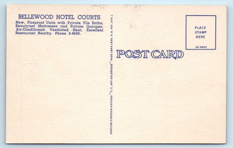 BATON ROUGE, Louisiana LA ~ Roadside BELLEWOOD HOTEL COURTS c1950s  Postcard