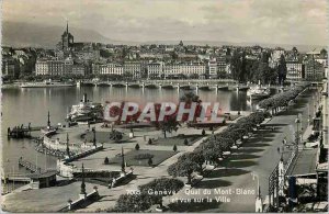 Modern Postcard Geneva Quai du Mont Blanc and City View Boat