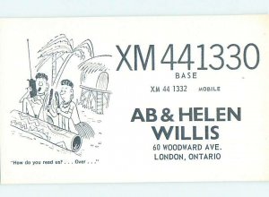 Pre-1980 RADIO CARD - CB HAM OR QSL London Ontario ON AH2037