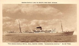 Carnarvon Castle Union Castle Line Writing on back, missing stamp 