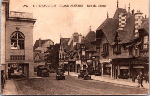 France Deauville Plage Fleurie Rue du Casino Vintage Postcard C015