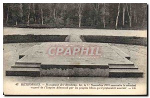 Old Postcard Rethondes Monument of the first Armistice November 11th 1918 suc...