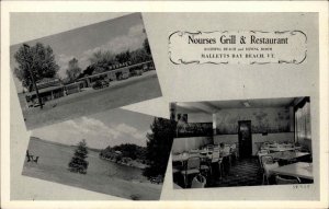 Malletts Bay Beach Vermont VT Nourses Grill & Restaurant Vintage Postcard