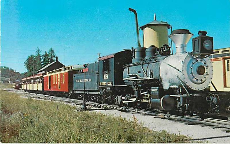 Narrow Guage Train Hill City Black Hills SD Chrome Postcard