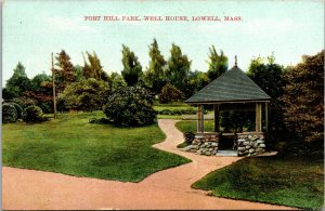 Vtg 1910s Fort Hill Park Well House Lowell Massachusetts MA Postcard