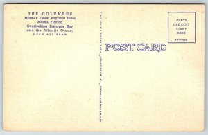 Vintage Florida Postcard - The Columbus Hotel    Miami