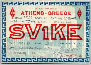 Radio Card SV1KE Athens Greece Radio Stattion QSO 23.58 Posted Postcard