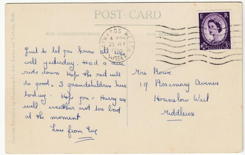 Somerset; Minehead, The North Hill PPC, 1966 PMK, To Mrs Rowe, Houlnslow 