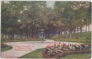 Indiana In Postcard 1913 WINONA LAKE Duke's Fountain WINONA HOTEL