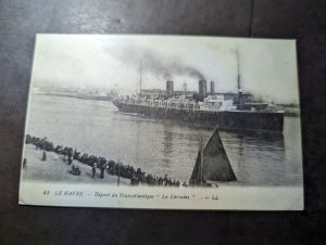 Mint France Ship RPPC Postcard Le Havre La Lorraine Transatlantic Departure