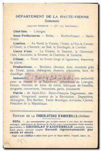 Old Postcard geographical maps of Chocolaterie & # 39Aiguebelle Haute Vienne ...