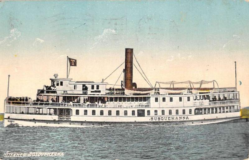 Steamer Susquehanna Steam Ship Boat Waterfront Antique Postcard K62019